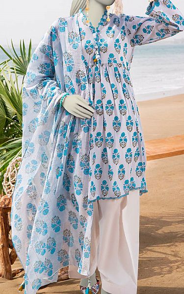 Junaid Jamshed Lilac/Turquoise Lawn Suit (2 Pcs) | Pakistani Lawn Dress in USA- Image 1