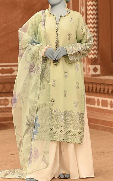 Junaid Jamshed Light Green Lawn Suit (2 Pcs) | Pakistani Lawn Dress in USA- Image 1