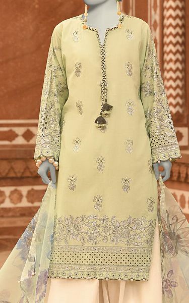 Junaid Jamshed Light Green Lawn Suit (2 Pcs) | Pakistani Lawn Dress in USA- Image 2