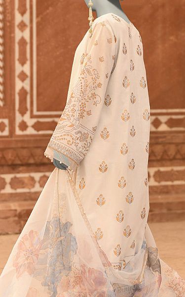 Junaid Jamshed Ivory Lawn Suit (2 Pcs) | Pakistani Lawn Dress in USA- Image 2
