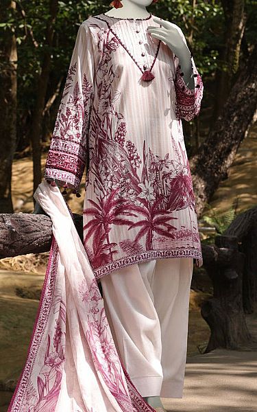 Junaid Jamshed White Lawn Suit (2 Pcs) | Pakistani Lawn Dress in USA- Image 1