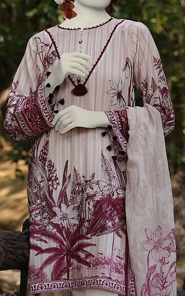 Junaid Jamshed White Lawn Suit (2 Pcs) | Pakistani Lawn Dress in USA- Image 2