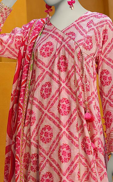 Junaid Jamshed Ivory/Pink Lawn Suit | Pakistani Lawn Dress in USA- Image 2