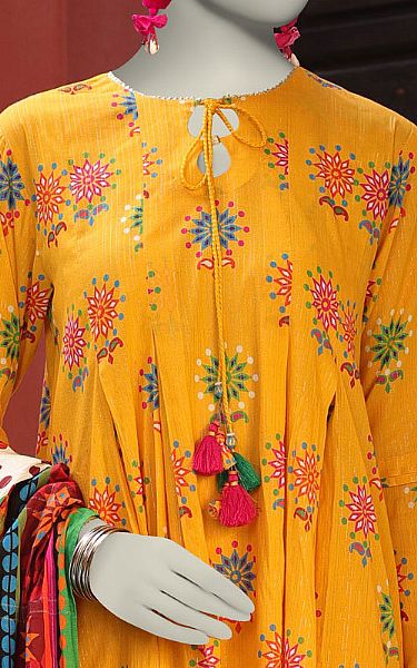 Junaid Jamshed Mustard Lawn Suit | Pakistani Lawn Dress in USA- Image 2