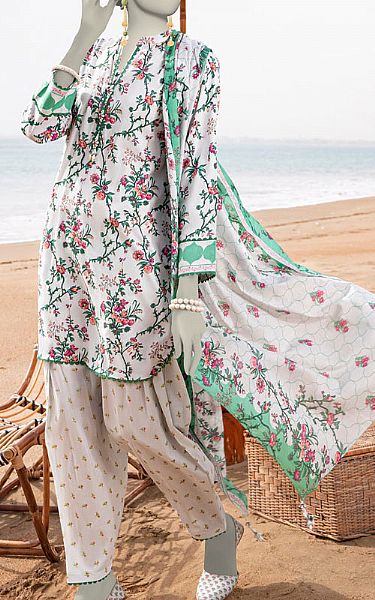 Junaid Jamshed Off-white Lawn Suit | Pakistani Lawn Dress in USA- Image 1