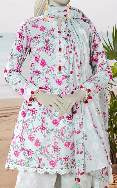 Junaid Jamshed Sky Blue Lawn Suit | Pakistani Lawn Dress in USA- Image 2