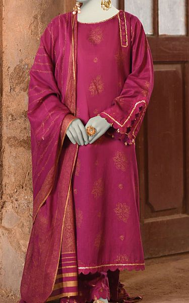 Junaid Jamshed Solid Pink Lawn Suit | Pakistani Lawn Dress in USA- Image 1