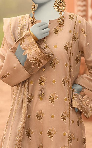 Junaid Jamshed Tan Lawn Suit (2 Pcs) | Pakistani Lawn Dress in USA- Image 2