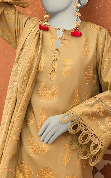 Junaid Jamshed Golden Lawn Suit (2 Pcs) | Pakistani Lawn Dress in USA- Image 2