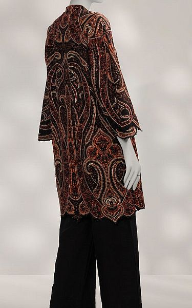 Junaid Jamshed Brown/Black Khaddar Suit (2 Pcs) | Pakistani Winter Dresses in USA- Image 2