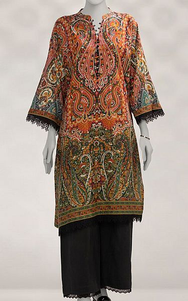 Junaid Jamshed Multicolor Khaddar Suit (2 Pcs) | Pakistani Winter Dresses in USA- Image 1