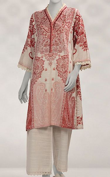 Junaid Jamshed Pink Khaddar Suit (2 Pcs) | Pakistani Winter Dresses in USA- Image 1