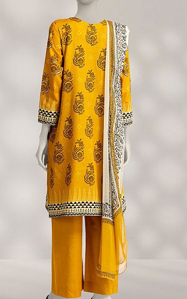 Junaid Jamshed Mustard Cambric Suit | Pakistani Winter Dresses in USA- Image 2