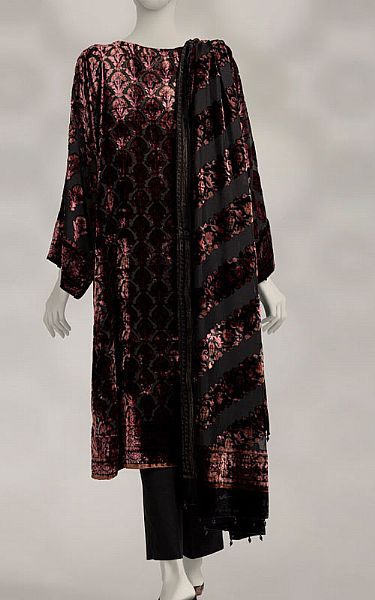 open lace back dress GREEN RAW SILK 3PC STITCHED main image 1
