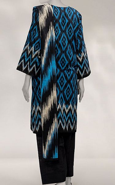 Junaid Jamshed Blue/Black Khaddar Suit | Pakistani Winter Dresses in USA- Image 2
