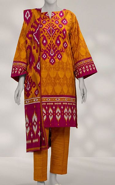 Junaid Jamshed Bright Orange Khaddar Suit | Pakistani Winter Dresses in USA- Image 1