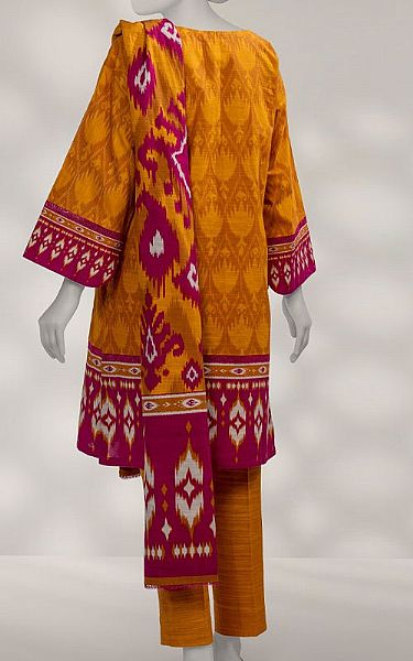 Junaid Jamshed Bright Orange Khaddar Suit | Pakistani Winter Dresses in USA- Image 2