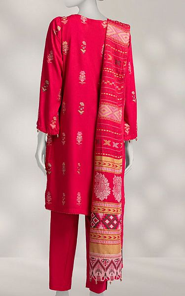 Junaid Jamshed Carmine Linen Suit | Pakistani Winter Dresses in USA- Image 2