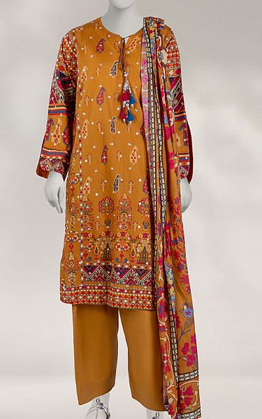 Junaid Jamshed Mustard Cambric Suit | Pakistani Winter Dresses in USA