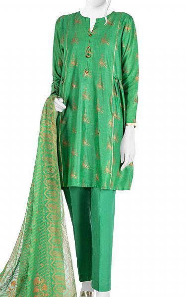 Junaid Jamshed Pastel Green Lawn Suit (2 Pcs) | Pakistani Lawn Suits- Image 1