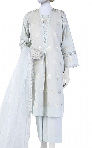 Junaid Jamshed Ash White Lawn Suit (2 Pcs) | Pakistani Lawn Suits- Image 1