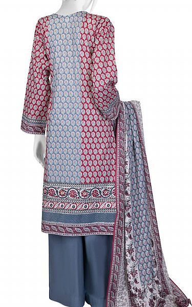 Junaid Jamshed Slate Grey/Red Lawn Suit | Pakistani Lawn Suits- Image 2