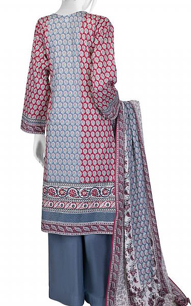 Junaid Jamshed Slate Grey/Red Lawn Suit | Pakistani Lawn Dress in USA- Image 2