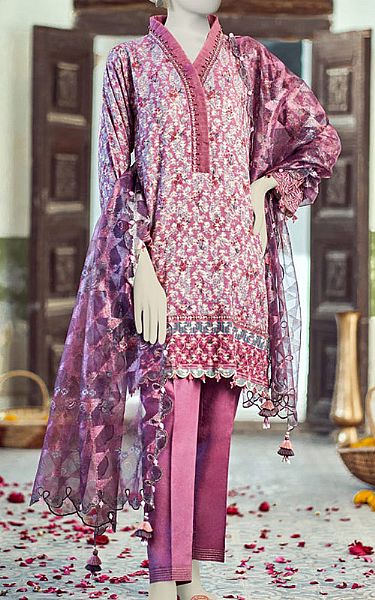 Junaid Jamshed Tea Rose Jacquard Suit | Pakistani Lawn Suits- Image 1