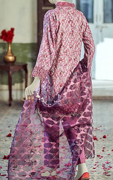 Junaid Jamshed Tea Rose Jacquard Suit | Pakistani Lawn Suits- Image 2