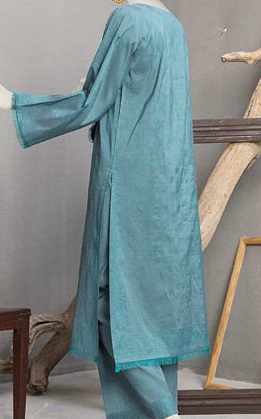 Junaid Jamshed Turquoise Textured Suit (2 Pcs) | Pakistani Lawn Suits- Image 2