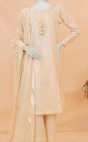 Junaid Jamshed Ivory Jacquard Suit (2 Pcs) | Pakistani Lawn Suits- Image 1