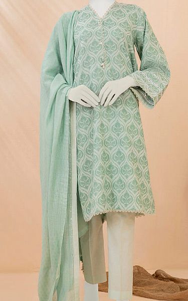 Junaid Jamshed Sea Green Jacquard Suit (2 Pcs) | Pakistani Lawn Suits- Image 1