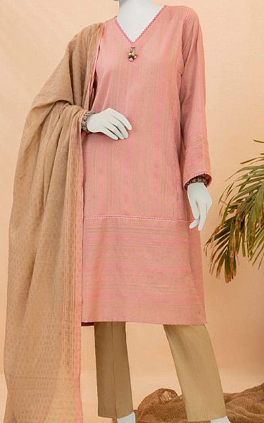 Junaid Jamshed Tea Pink Jacquard Suit (2 Pcs) | Pakistani Lawn Suits- Image 1