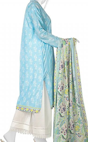 Junaid Jamshed Baby Blue Lawn Suit (2 Pcs) | Pakistani Dresses in USA- Image 2