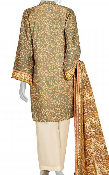 Junaid Jamshed Asparagus Green Lawn Suit (2 Pcs) | Pakistani Dresses in USA- Image 2