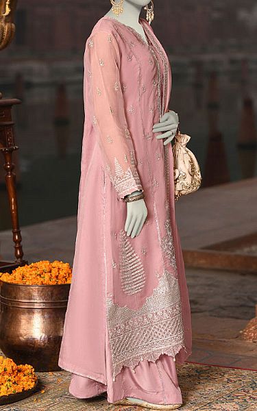 Junaid Jamshed Pink Organza Suit | Pakistani Embroidered Chiffon Dresses USA- Image 2