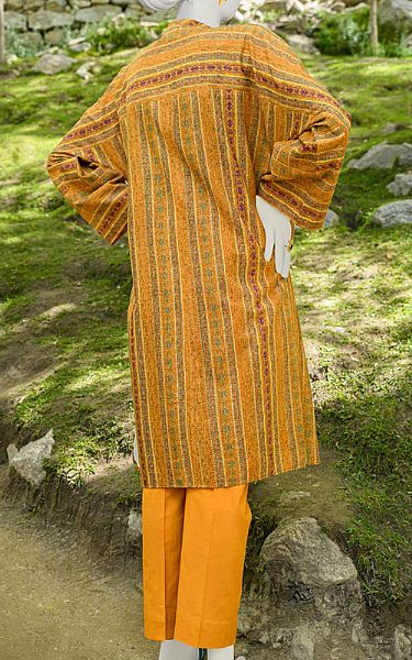 Junaid Jamshed Mustard Khaddar Kurti | Pakistani Winter Dresses- Image 2