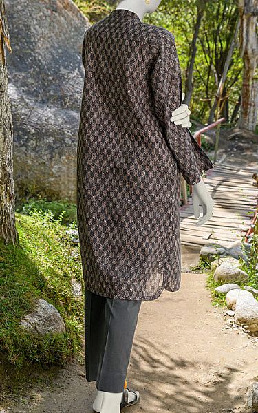 Junaid Jamshed Charcoal Khaddar Kurti | Pakistani Winter Dresses- Image 2