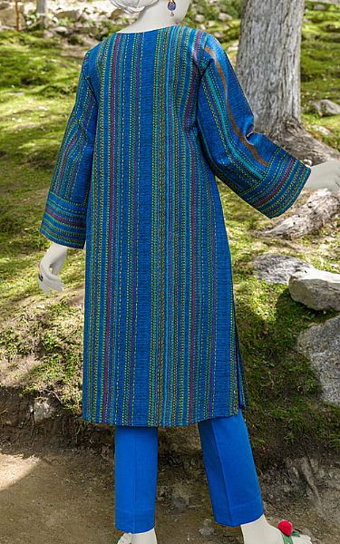 Junaid Jamshed Royal Blue Khaddar Kurti | Pakistani Winter Dresses- Image 2