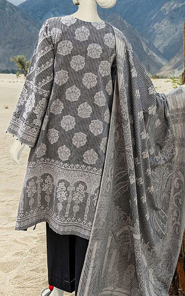 Junaid Jamshed Light Grey Jacquard Suit | Pakistani Winter Dresses- Image 2