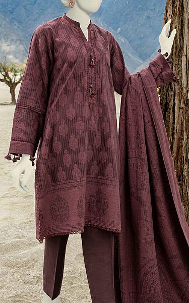 Junaid Jamshed Redwood Jacquard Suit | Pakistani Winter Dresses- Image 1
