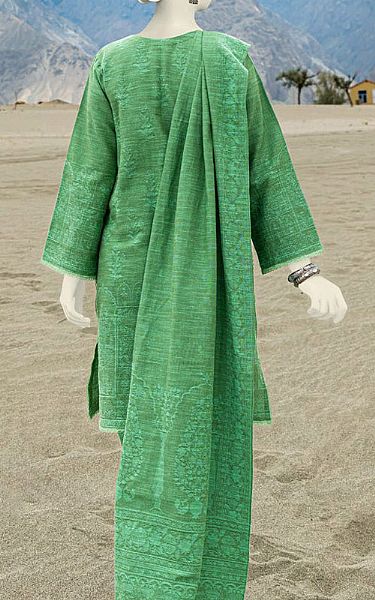 Junaid Jamshed Green Jacquard Suit | Pakistani Winter Dresses- Image 2