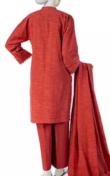 Junaid Jamshed Rust Jacquard Suit | Pakistani Winter Dresses- Image 2