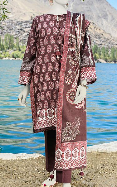 Junaid Jamshed Taupe Khaddar Suit | Pakistani Winter Dresses- Image 1
