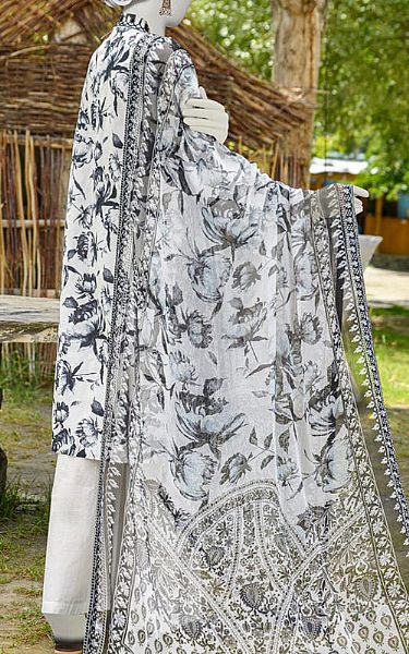 Junaid Jamshed White Cambric Suit | Pakistani Winter Dresses- Image 2