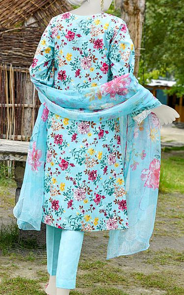 Junaid Jamshed Turquoise Cambric Suit | Pakistani Winter Dresses- Image 2
