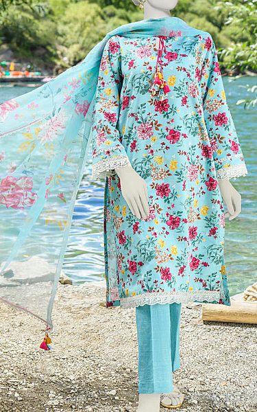 Junaid Jamshed Turquoise Khaddar Suit | Pakistani Winter Dresses- Image 1