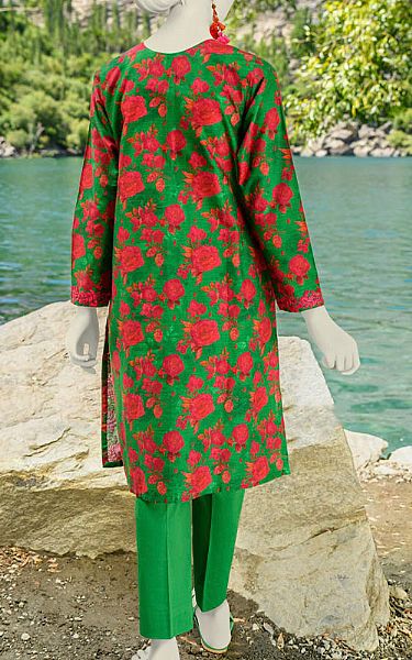 Junaid Jamshed Parrot Green Cambric Suit (2 Pcs) | Pakistani Winter Dresses- Image 2