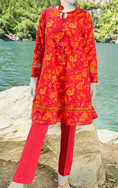 Junaid Jamshed Hot Pink Cambric Suit (2 Pcs) | Pakistani Winter Dresses- Image 1