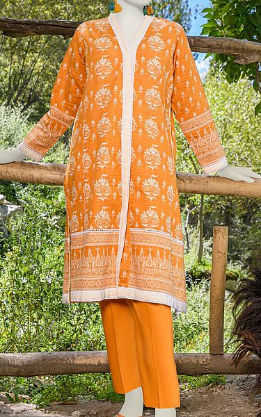 Junaid Jamshed Orange Khaddar Suit (2 Pcs) | Pakistani Winter Dresses- Image 1